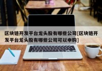 区块链开发平台龙头股有哪些公司[区块链开发平台龙头股有哪些公司可以申购]