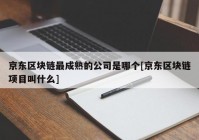 京东区块链最成熟的公司是哪个[京东区块链项目叫什么]